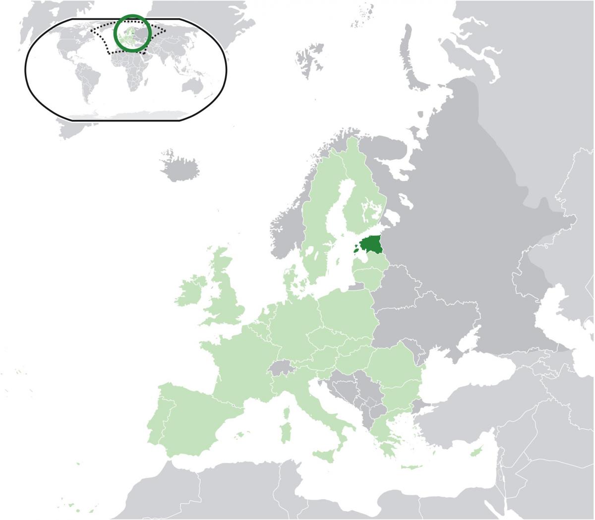 เอสโทเนียบนแผนที่ของยุโรป