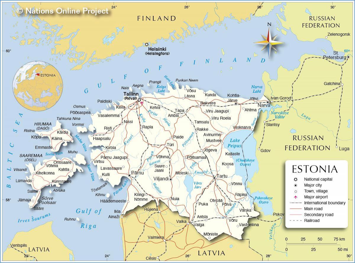 แผนที่ของเอสโทเนียเมือง