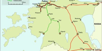 แผนที่ของภาษาเอสโทเนีย name railways